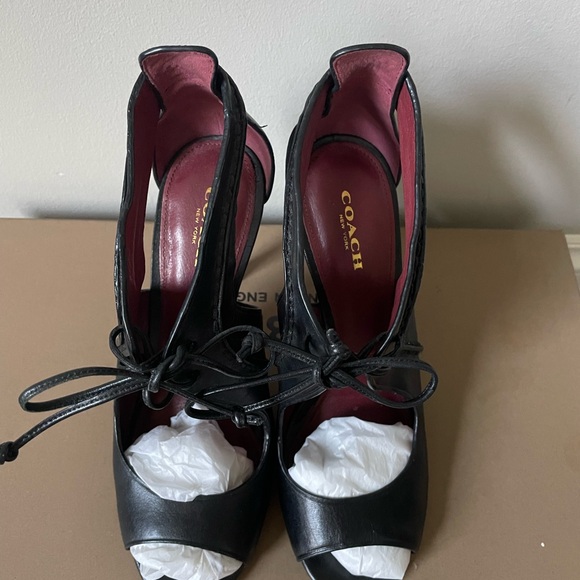 COACH high heels sandals leather size 7.5 - Picture 6 of 7